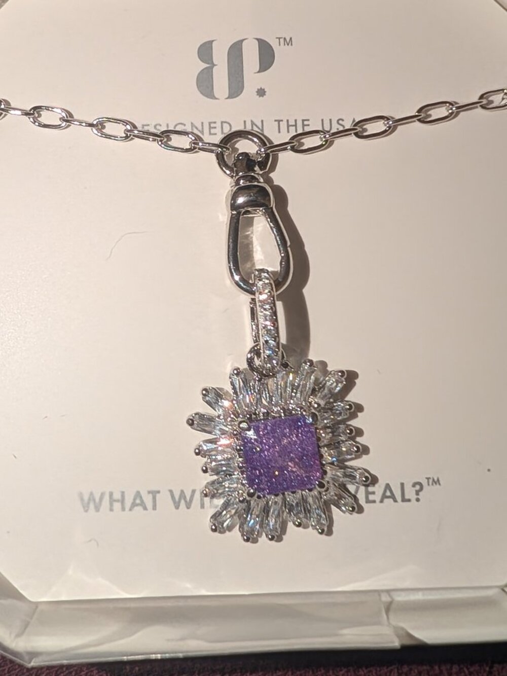 BP OG necklace rhodium amethyst ice crystal